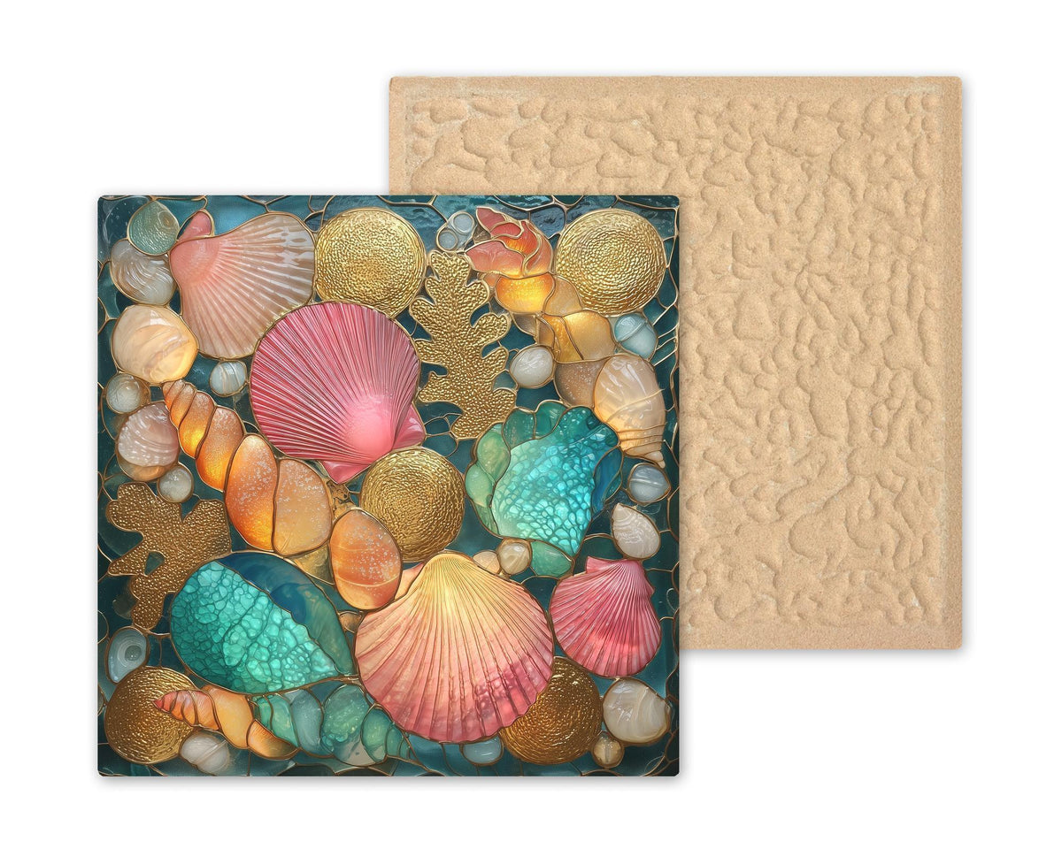 Seashell Wall Art Ceramic Tile Beach Inspired Gift Nautical Ocean Decor Coastal Art Nature Gift Tile
