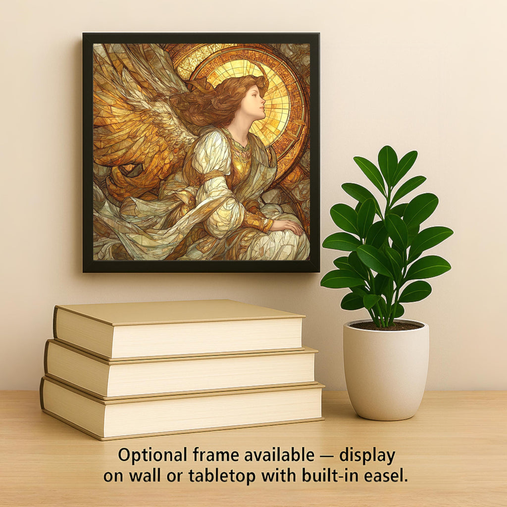 Guardian Angel Stained Glass Style Ceramic Art Tile: Faith Wall Decor Christian Gift Religious Home Decor Wall Art Angel Wings Faith Spir