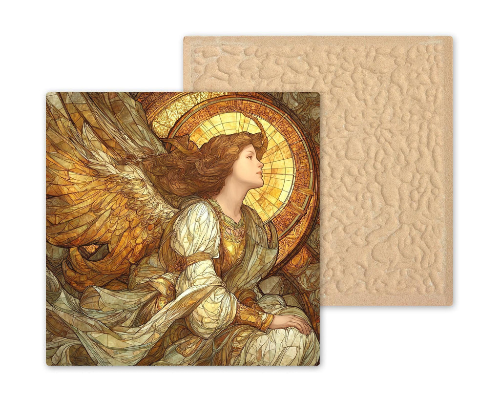 Guardian Angel Stained Glass Style Ceramic Art Tile: Faith Wall Decor Christian Gift Religious Home Decor Wall Art Angel Wings Faith Spir