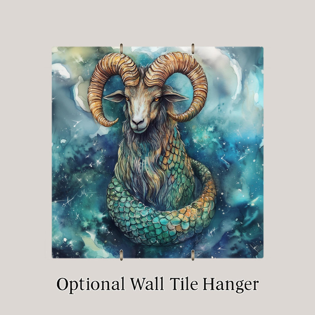 Capricorn Zodiac Wall Art Ceramic Tile Stained Glass Style Astrology Birthday Gift Star Sign Decor Art
