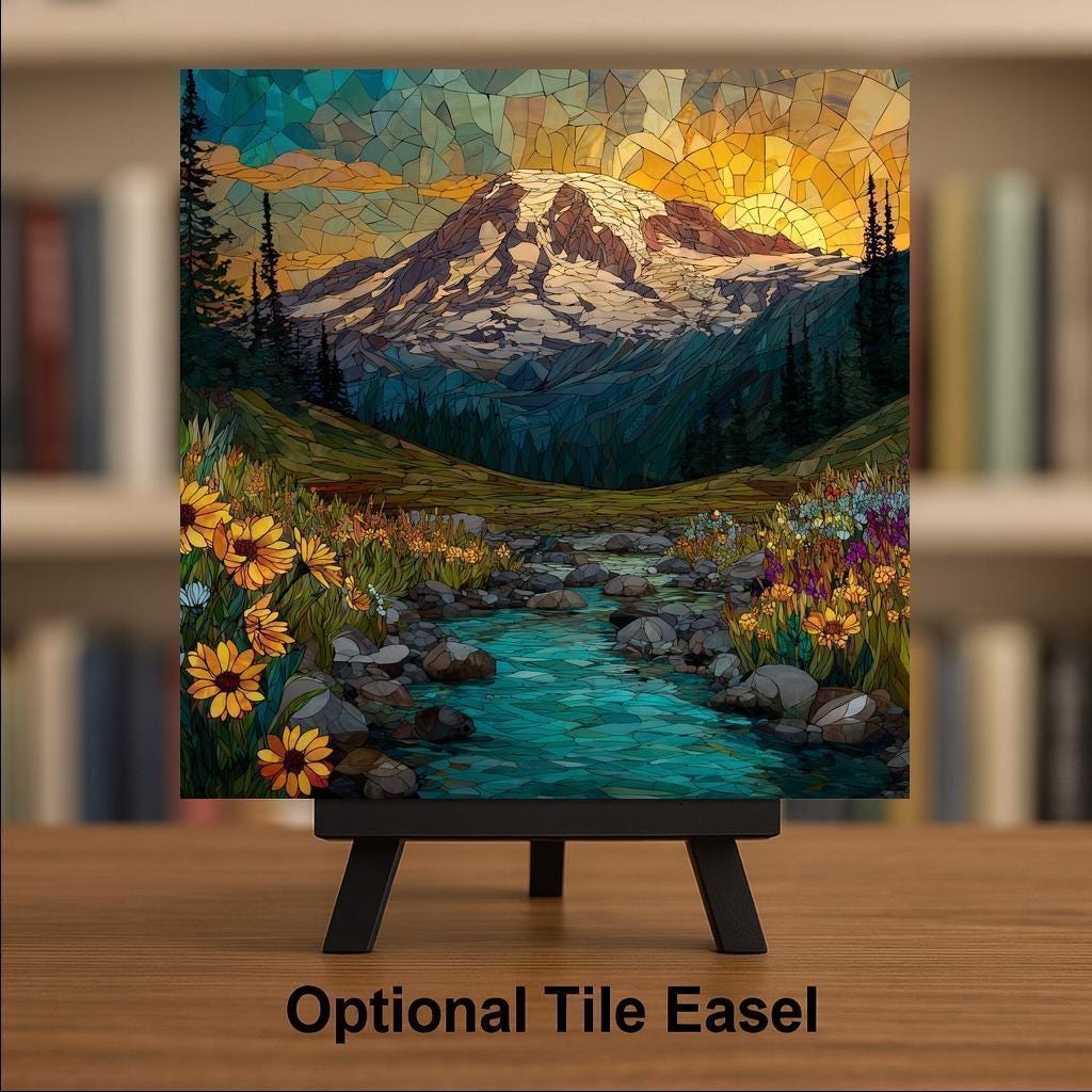 Mount Rainier Wall Art Ceramic Tile Pacific Northwest Gift Washington Decor PNW Art Nature Lover Gift Tile