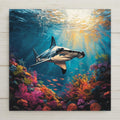 This hammerhead shark ceramic tile features vivid reef colors and bold ocean vibes. Perfect for marine décor, shark lovers, and coastal homes.