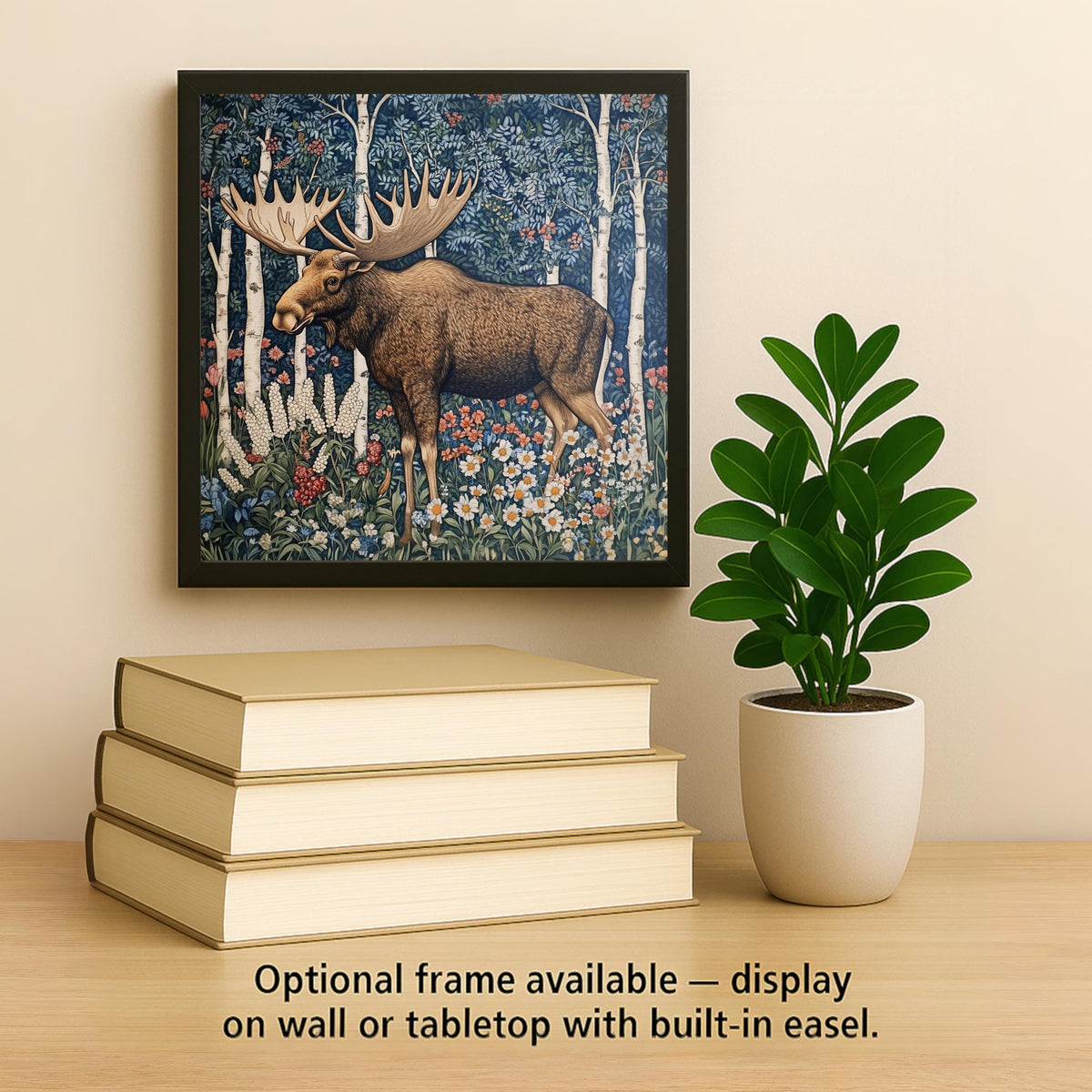 Moose Art Nouveau Ceramic Art Tile: Cabin Wall Decor Nature Lover Gift Woodland Home Decor Wall Art