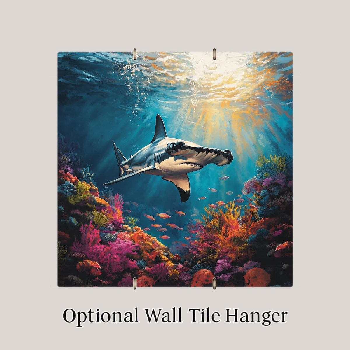Hammerhead Shark Ceramic Art Tile: Coastal Wall Decor Beach House Accent Ocean Home Decor Wall Art