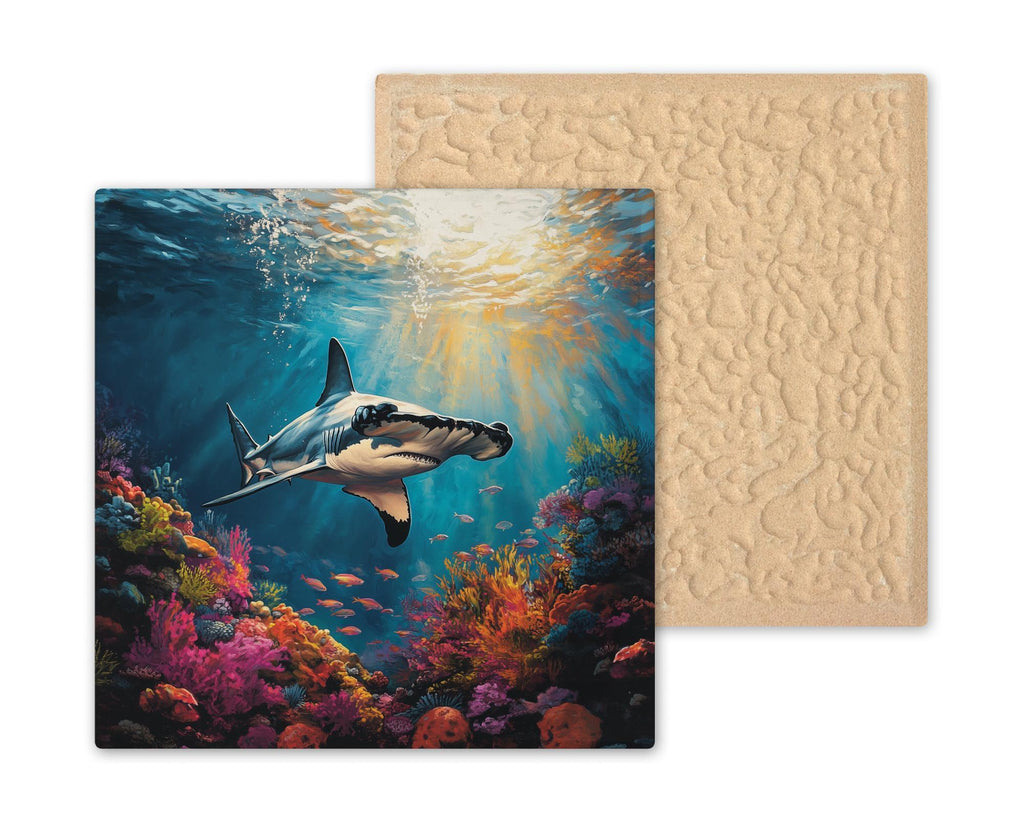 Hammerhead Shark Ceramic Art Tile: Coastal Wall Decor Beach House Accent Ocean Home Decor Wall Art