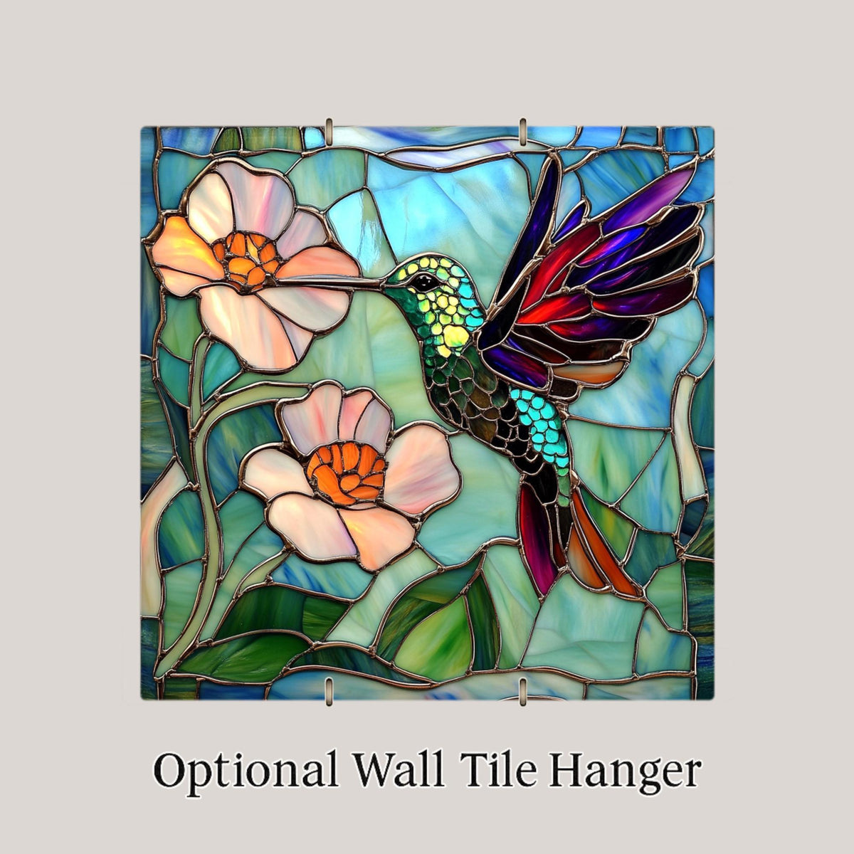 Hummingbird Wall Art Ceramic Tile Floral Gift Garden Bird Decor Birdwatcher Nature Art Memorial