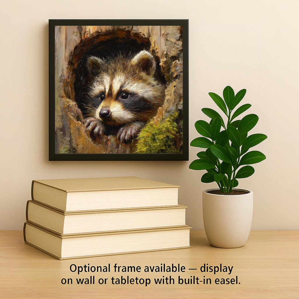 Raccoon Ceramic Art Tile: Cabin Wall Decor Nature Lover Gift Woodland Home Decor Wall Art