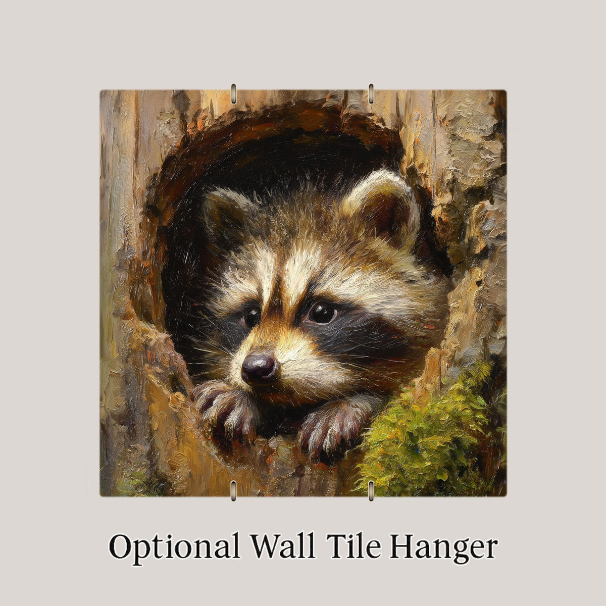 Raccoon Ceramic Art Tile: Cabin Wall Decor Nature Lover Gift Woodland Home Decor Wall Art