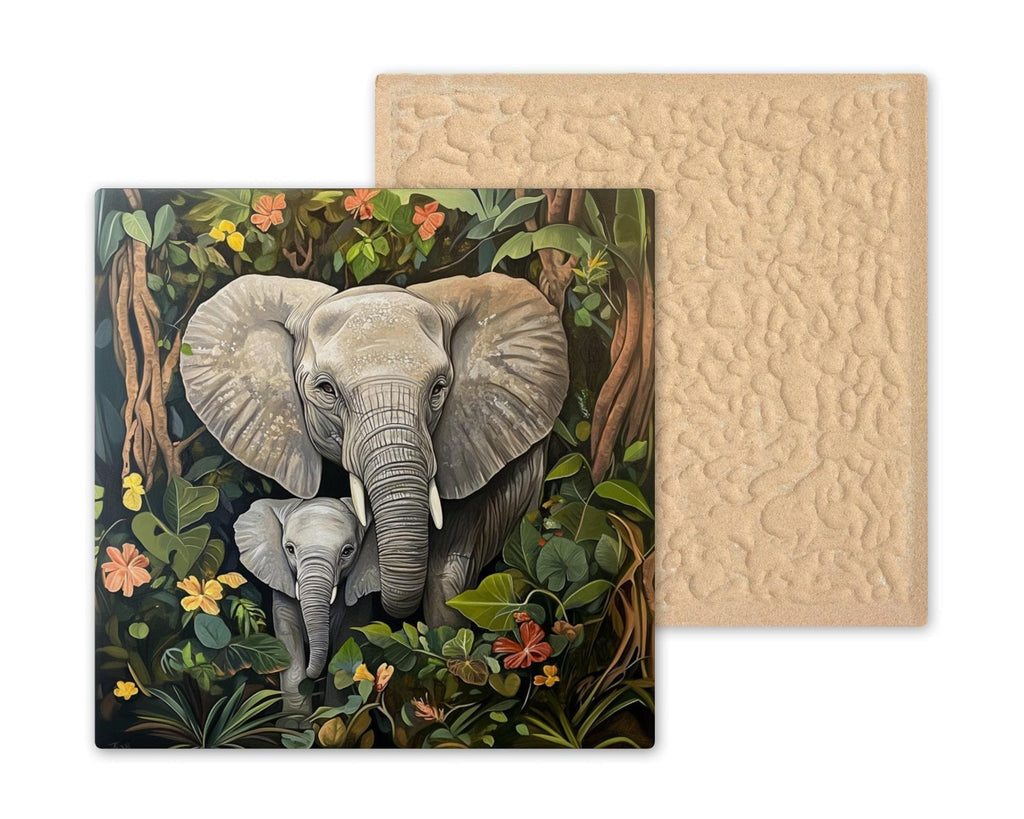 Elephant Ceramic Art Tile: Nature Wall Decor Art Lover Gift Home Decor Wall Art Safari Wildlife African Jungle Nature Art