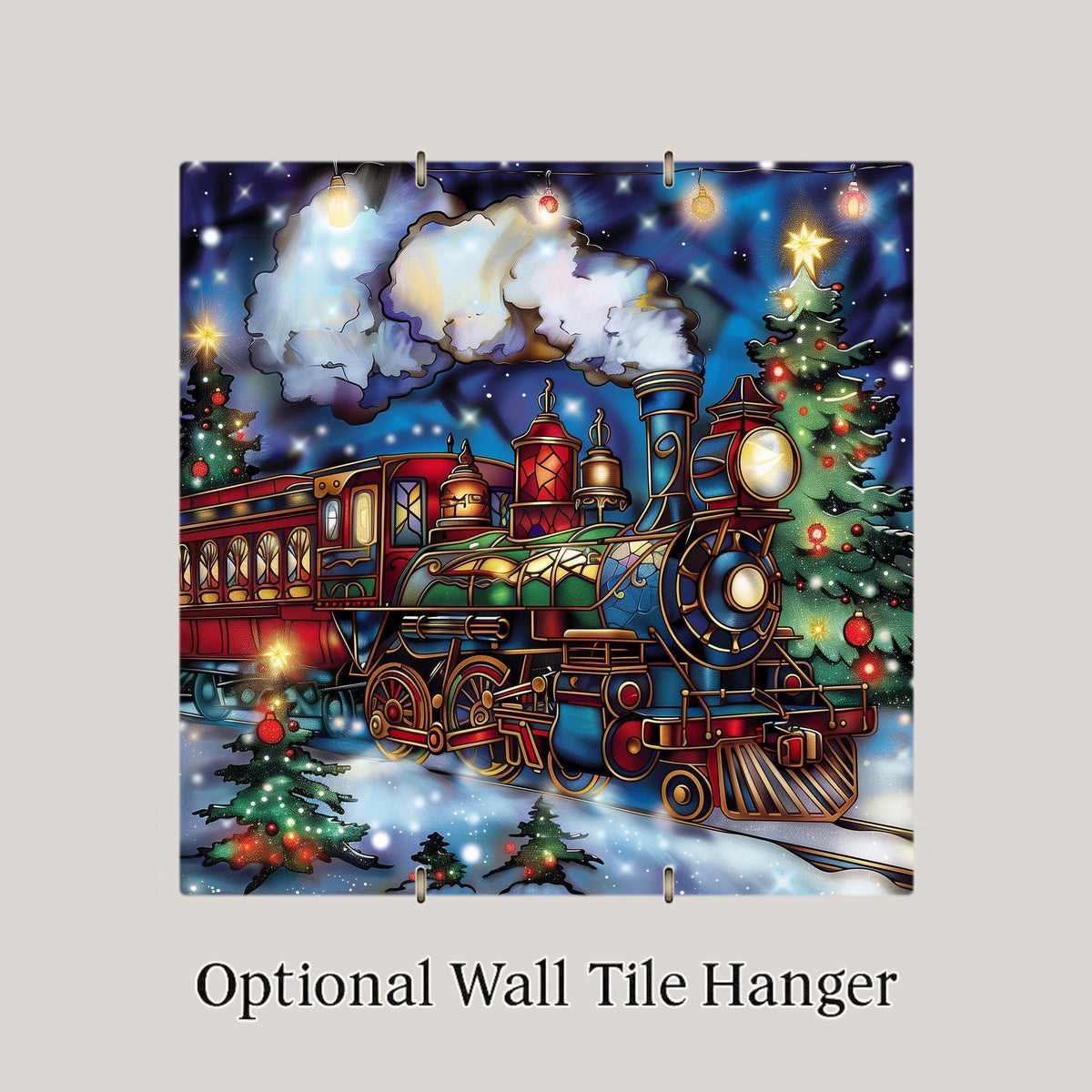 Christmas Train Wall Art Ceramic Tile Holiday Gift Railway Decor Train Lover Gift Festive Home Art Tile
