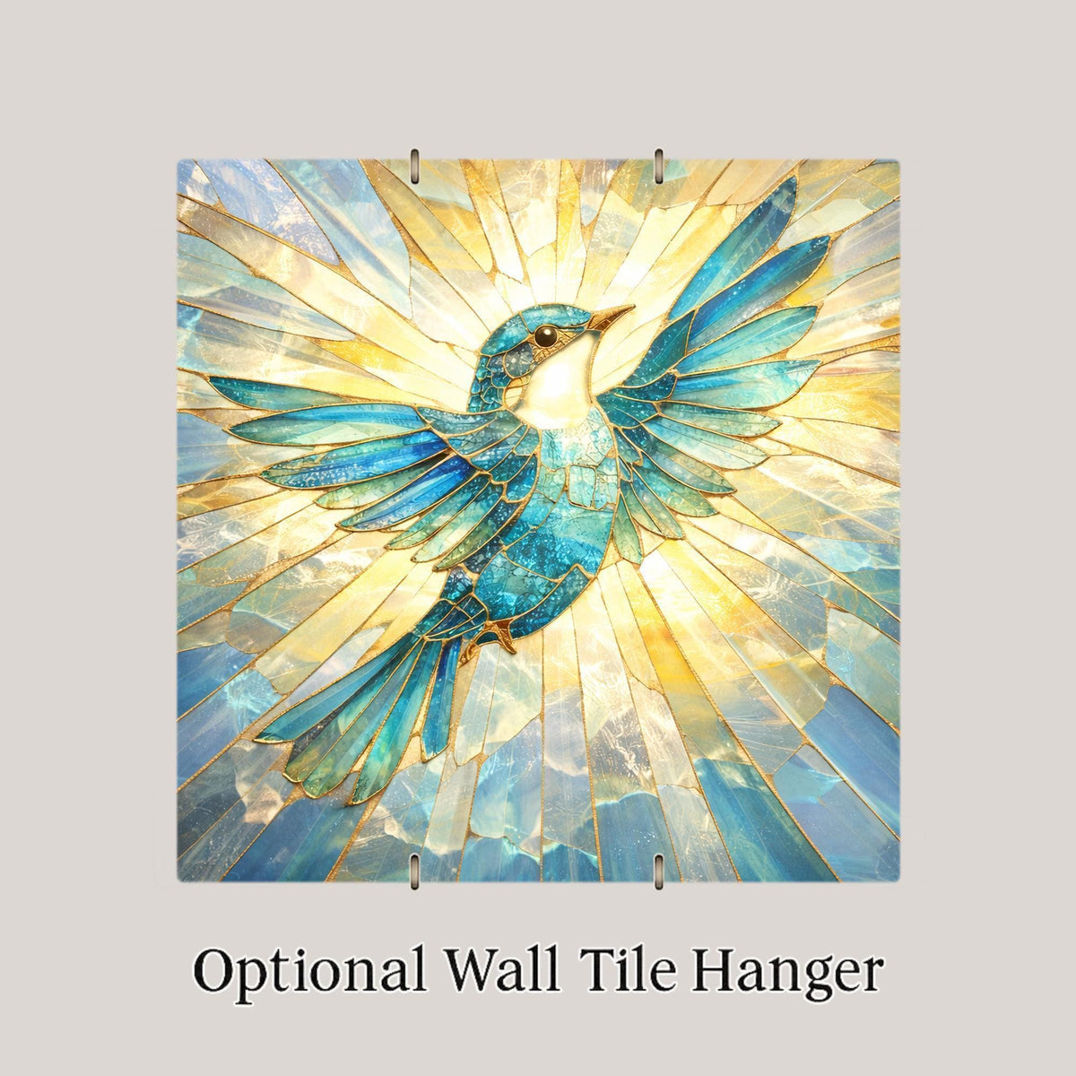 Bluebird Wall Art Ceramic Tile Stained Glass Style Coastal Bird Home Decor Nature Wall Gift Tile