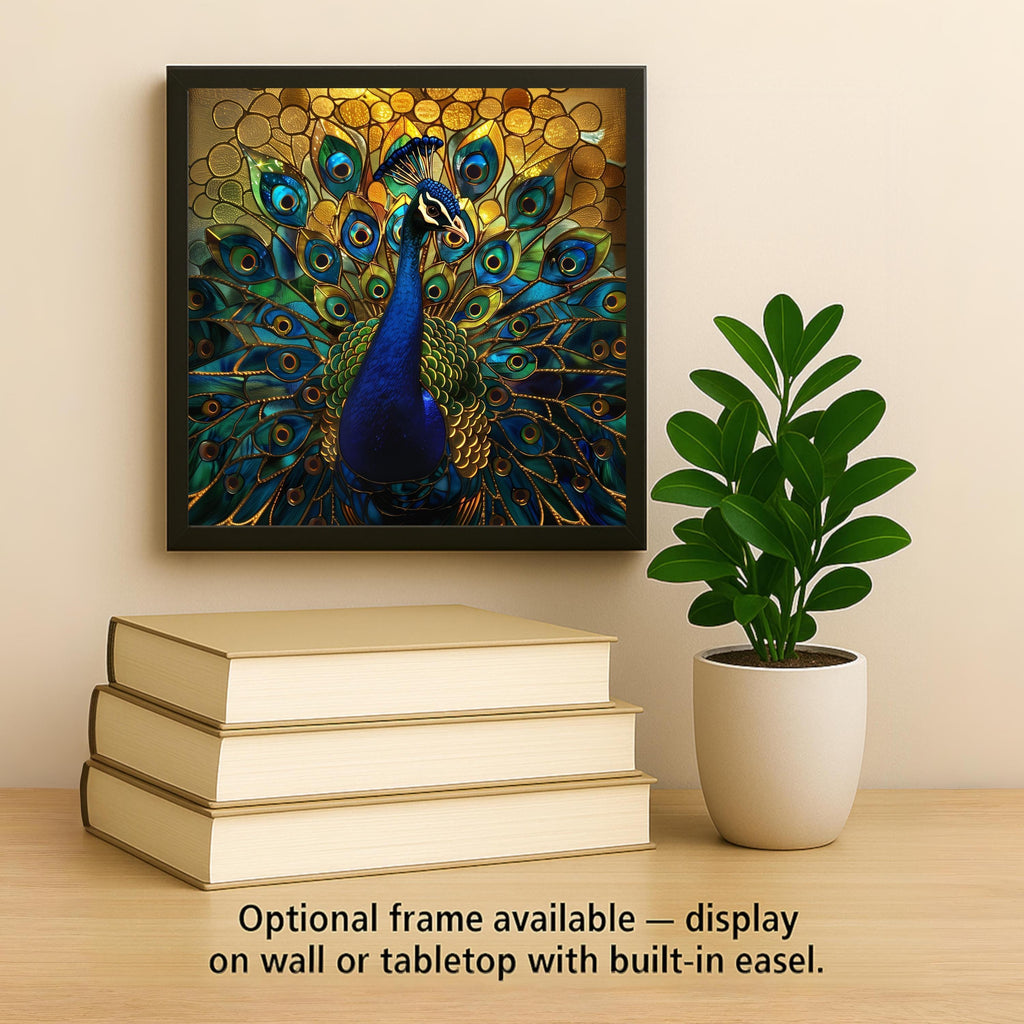 Peacock Wall Art Ceramic Tile Nature Gift Stained Glass Style Decor Colorful Bird Art Peacock Lover Gift Tile