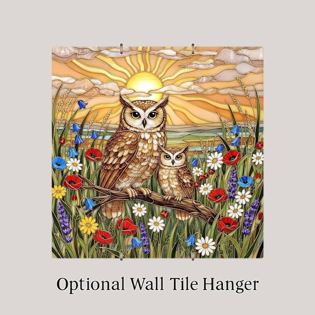 Owl Ceramic Tile Wall Art Rustic Cabin Woodland Wildlife Lodge Forest Bird Nature Home Decor