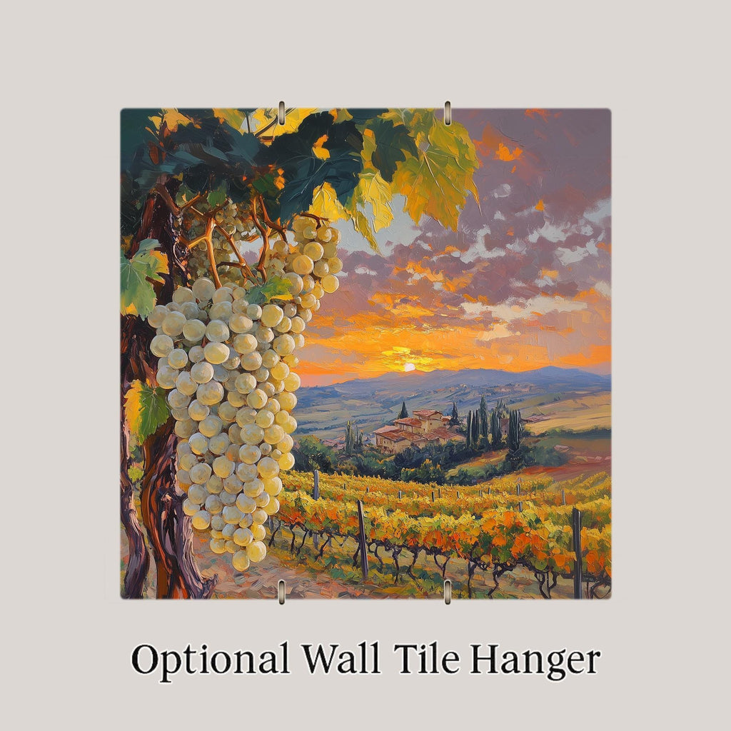 Tuscan Vineyard Stained Glass Style Ceramic Art Tile: Mediterranean Wall Decor Kitchen Accent Tuscan Home Decor Wall Art
