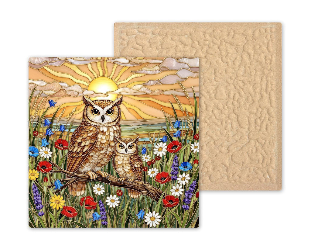 Owl Ceramic Tile Wall Art Rustic Cabin Woodland Wildlife Lodge Forest Bird Nature Home Decor