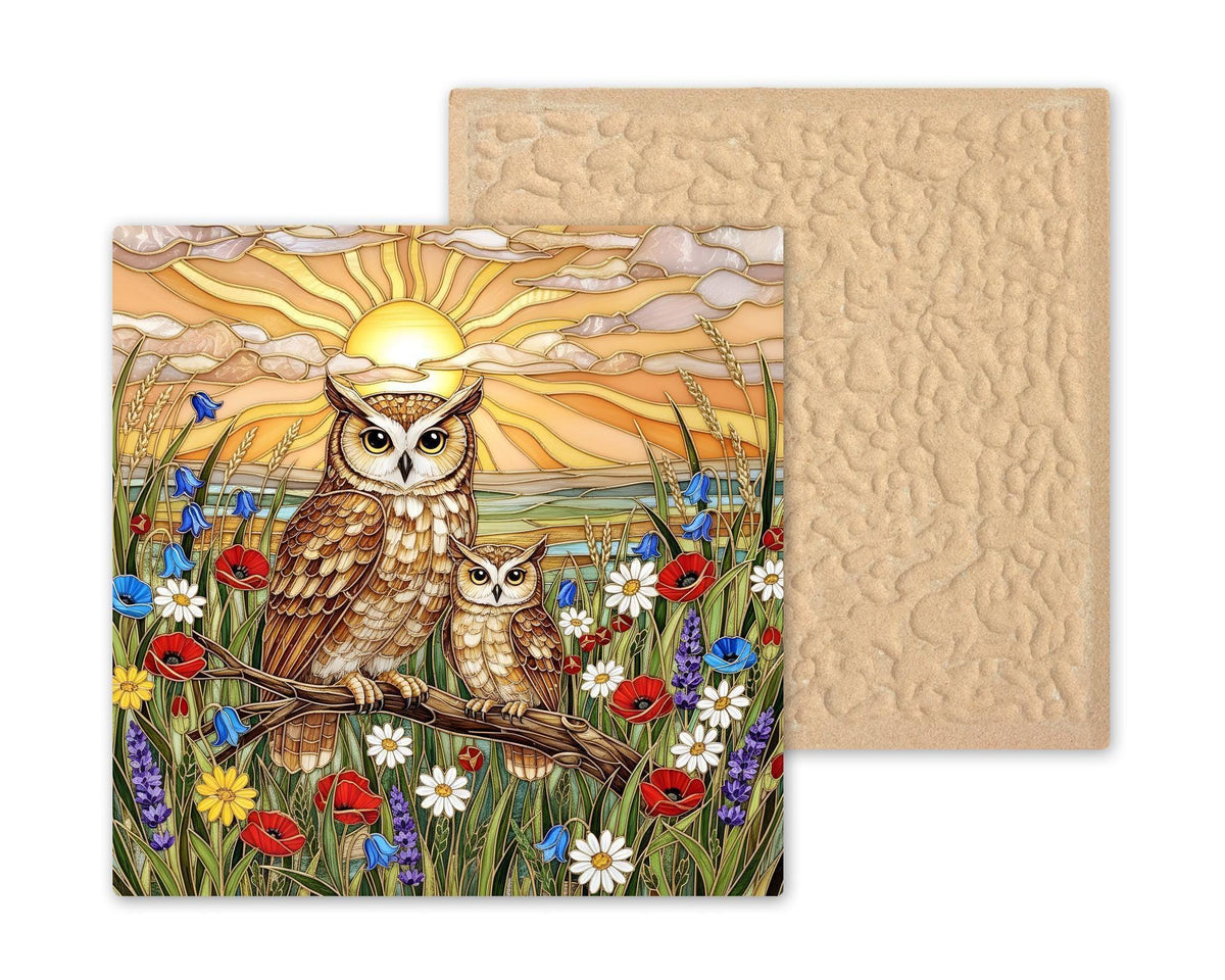 Owl Ceramic Tile Wall Art Rustic Cabin Woodland Wildlife Lodge Forest Bird Nature Home Decor