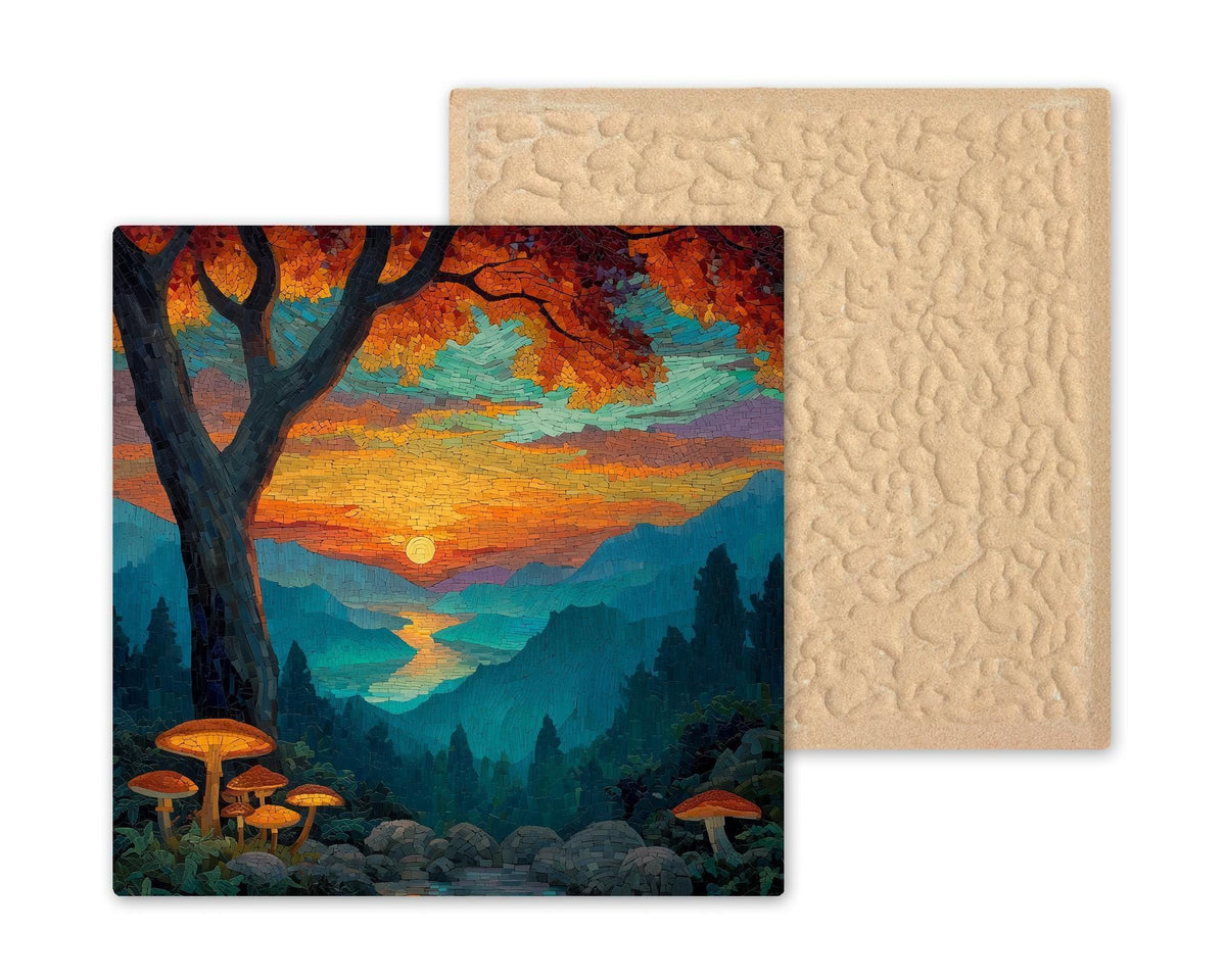 Blue Ridge Mountains Stained Glass Style Ceramic Art Tile: Nature Wall Decor Appalachian Home Decor Wall Art Appalachian Nature Landscape