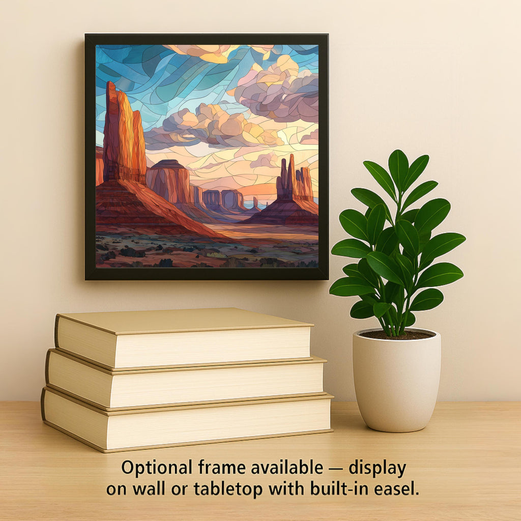 Monument Valley Ceramic Tile Wall Art – Southwest Desert Landscape, Utah Arizona Scenic Canyon Decor, Mosaic Style Nature Art