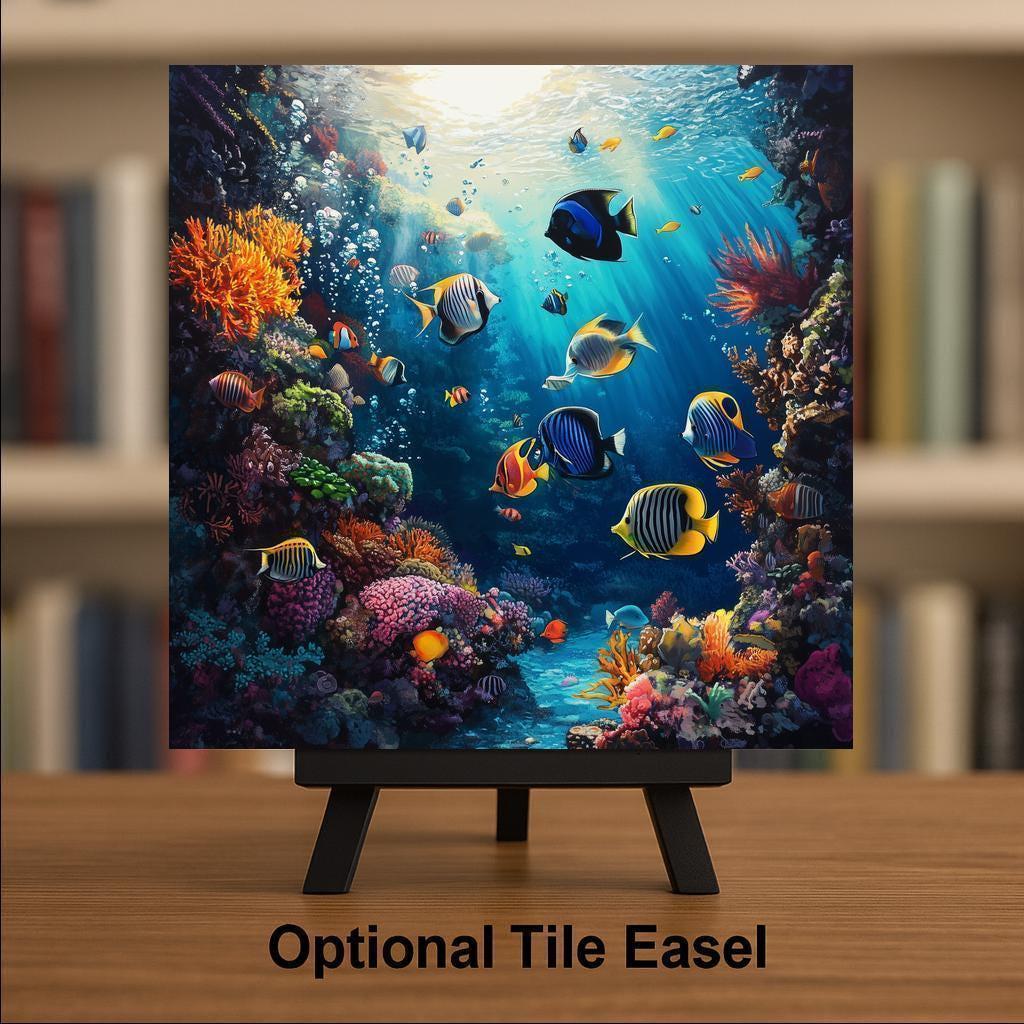 Tropical Reef Fish Wall Art Ceramic Tile Coastal Gift Nautical Decor Ocean Art Fish Lover Gift Tile