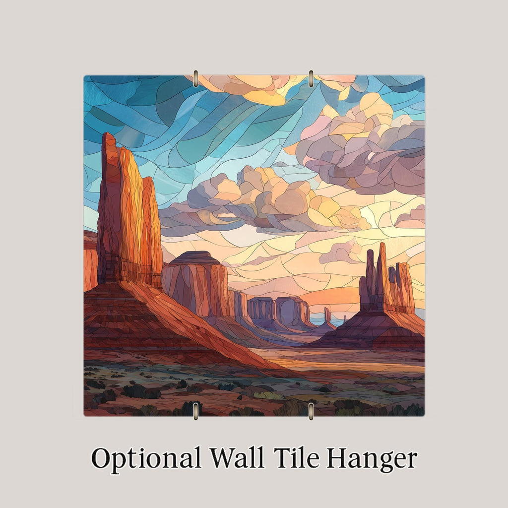Monument Valley Ceramic Tile Wall Art – Southwest Desert Landscape, Utah Arizona Scenic Canyon Decor, Mosaic Style Nature Art