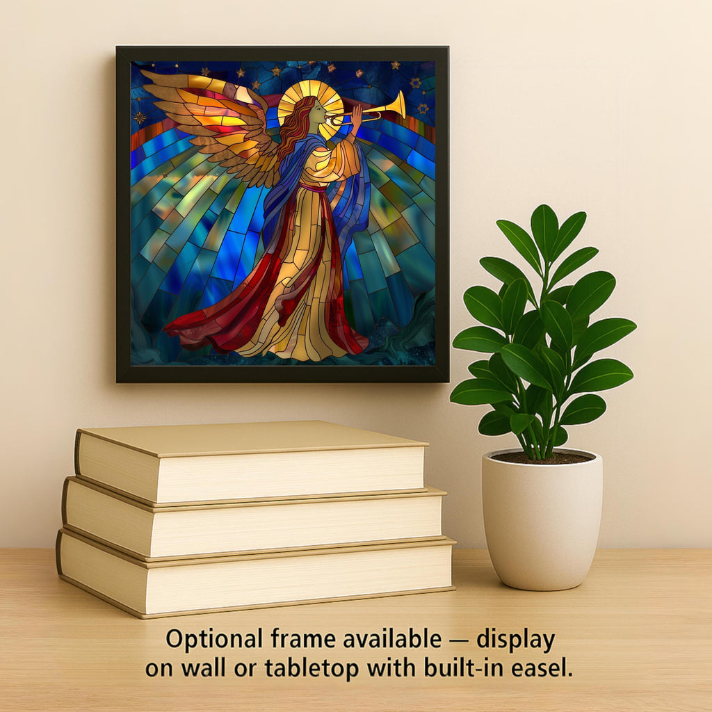 Angel Wall Art Ceramic Tile Stained Glass Style Christmas Guardian Angel Faith Decor Christian Bookshelf Art