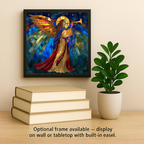 Angel Wall Art Ceramic Tile Stained Glass Style Christmas Guardian Angel Faith Decor Christian Bookshelf Art