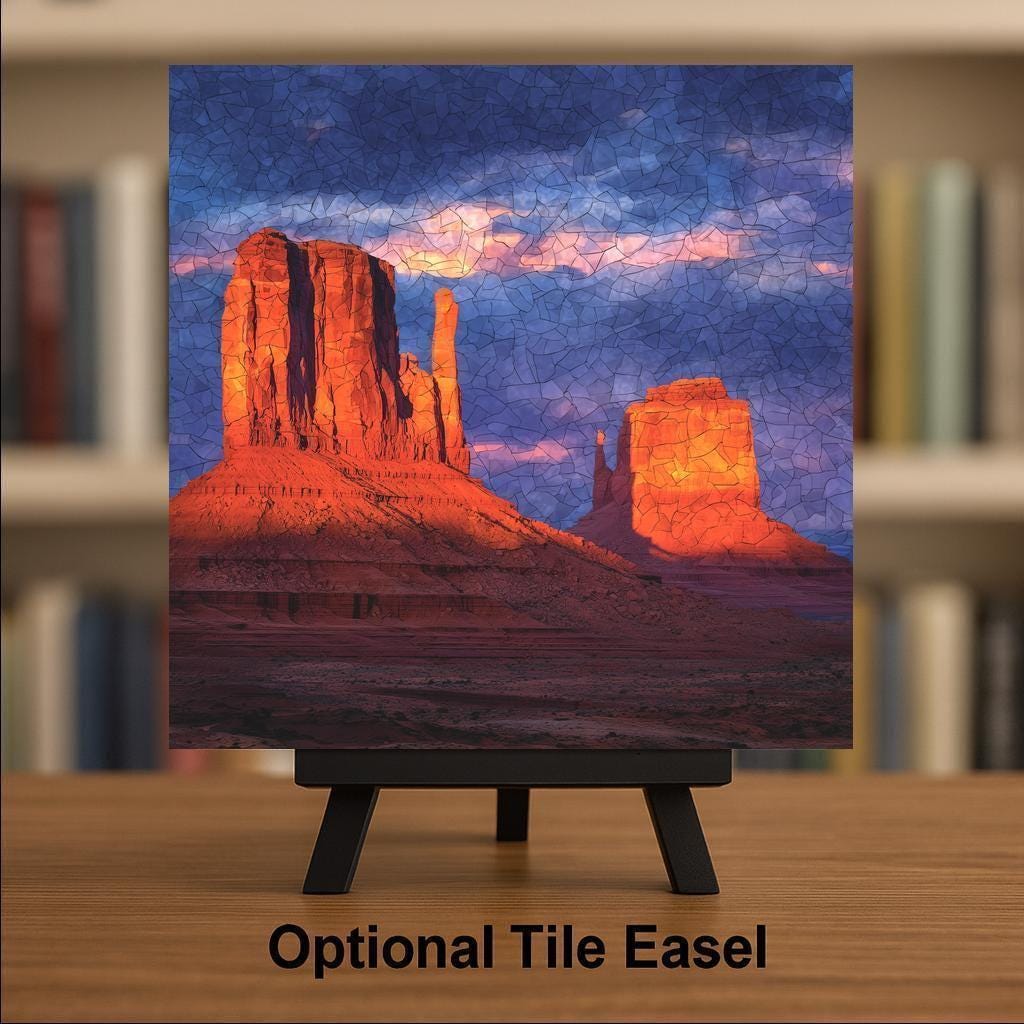 Monument Valley Wall Art Ceramic Tile Southwest Gift Desert Buttes Sunset Decor Arizona Art Travel Lover Gift Tile