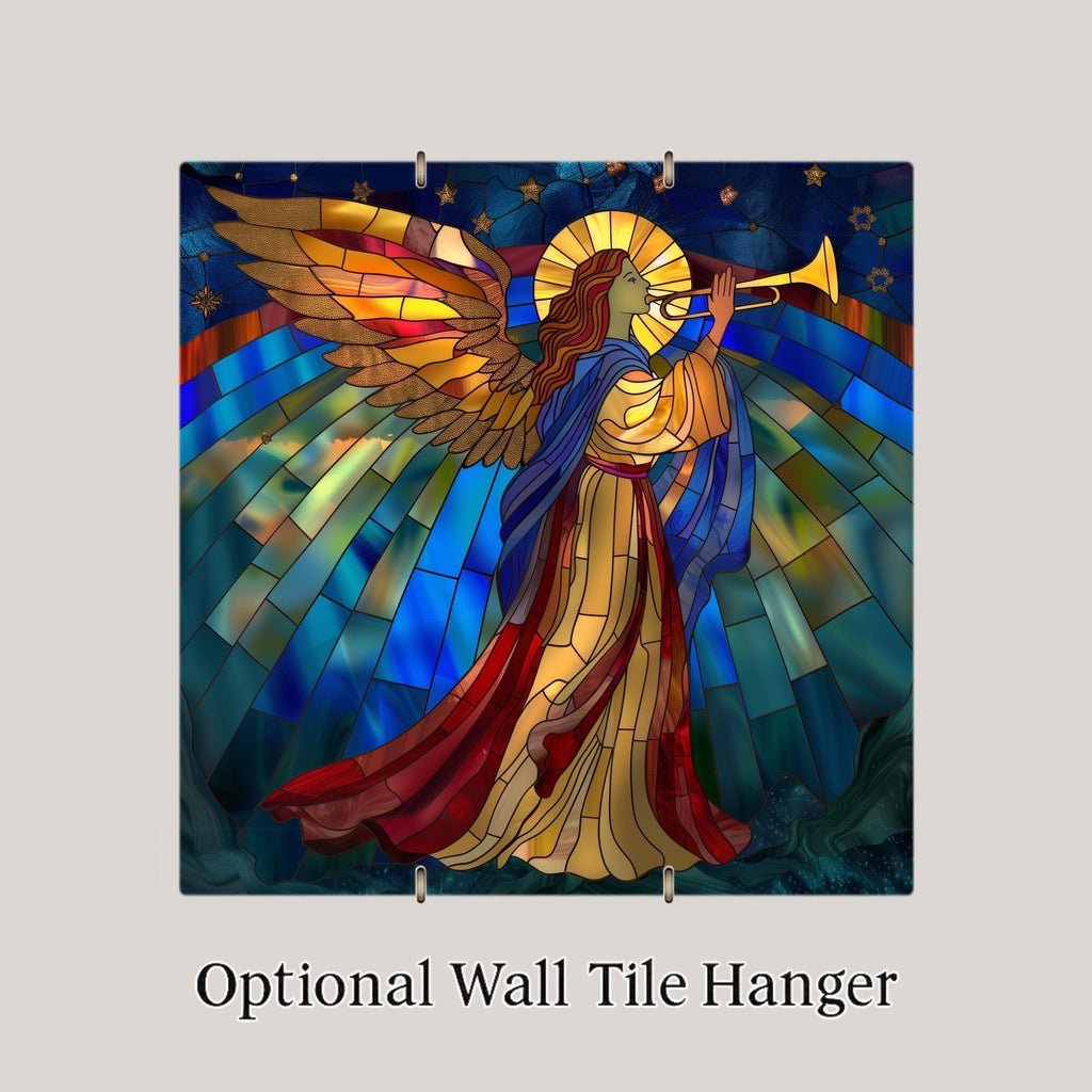 Angel Wall Art Ceramic Tile Stained Glass Style Christmas Guardian Angel Faith Decor Christian Bookshelf Art