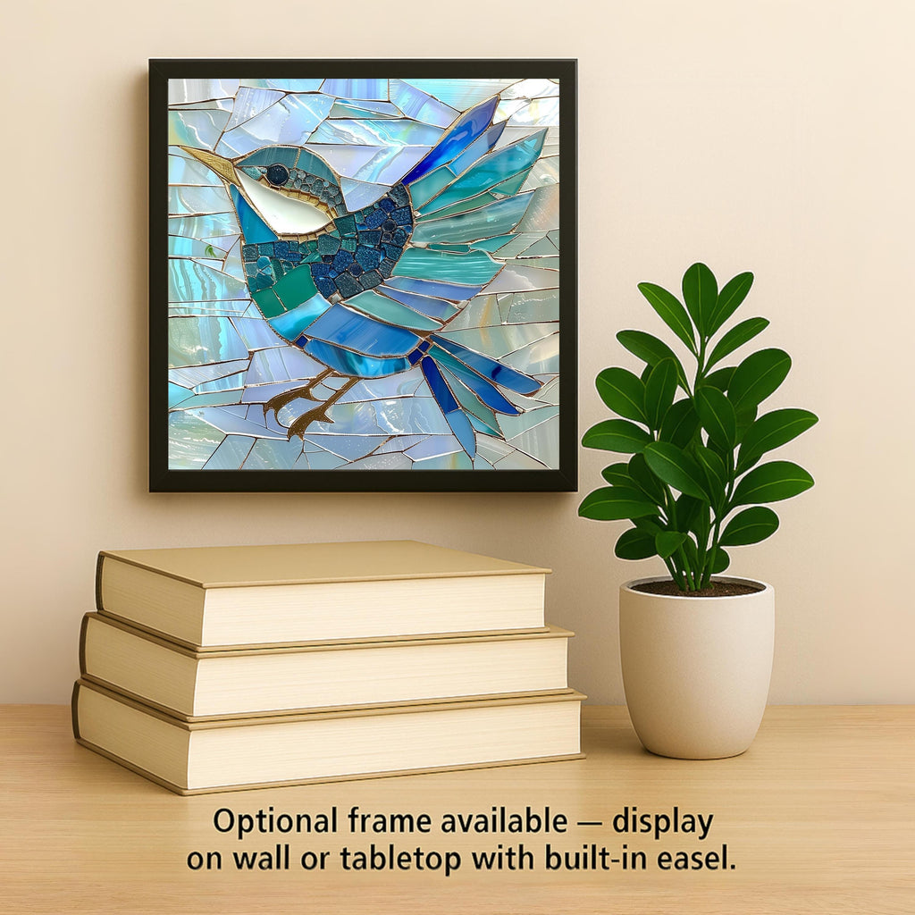Sea Glass Bird Ceramic Art Tile – Coastal Sea Glass Wall Decor, Turquoise Beach Ocean Bird Accent
