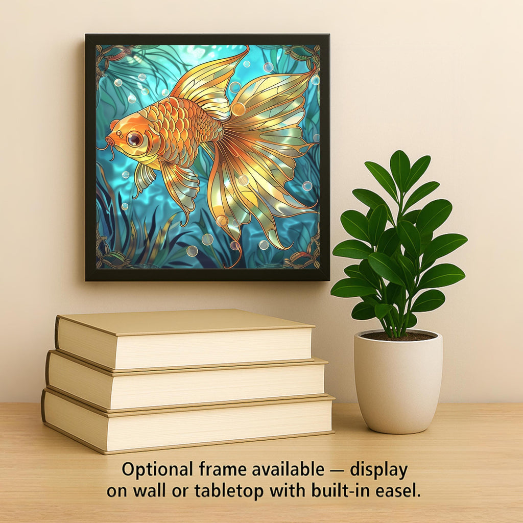 Goldfish Ceramic Art Tile: Zen Wall Decor Meditation Gift Yoga Home Decor Wall Art Aquatic Bathroom Boho Colorful Koi Zen Art