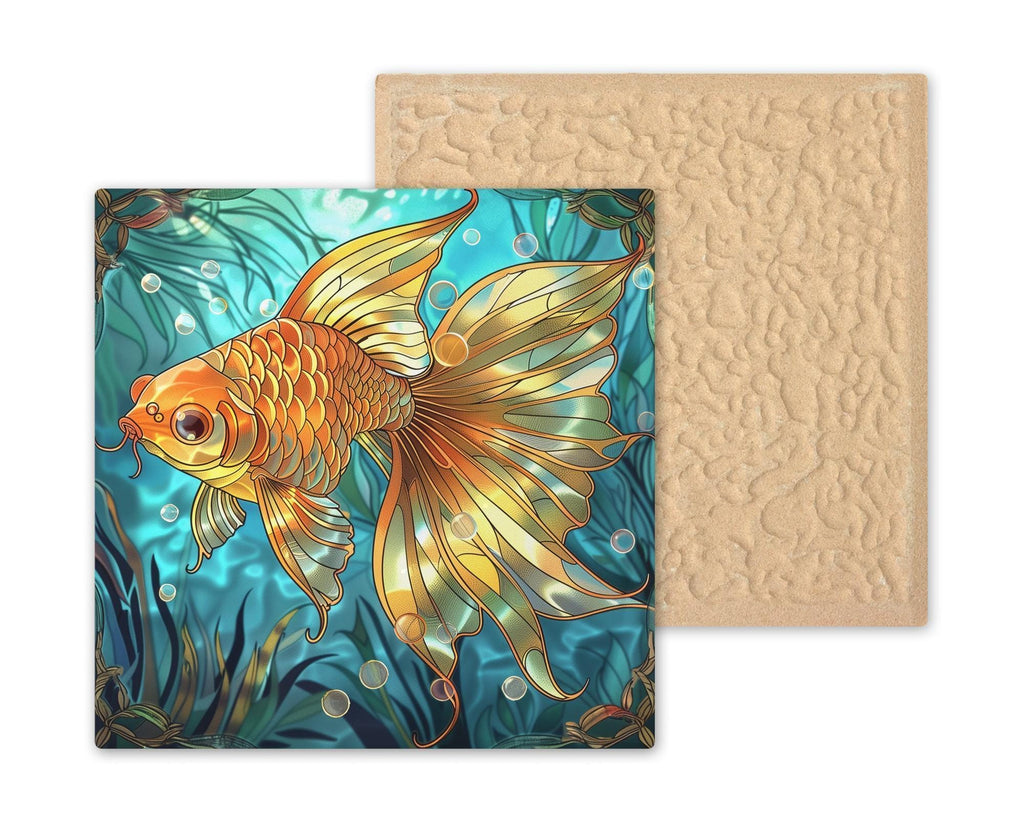 Goldfish Ceramic Art Tile: Zen Wall Decor Meditation Gift Yoga Home Decor Wall Art Aquatic Bathroom Boho Colorful Koi Zen Art