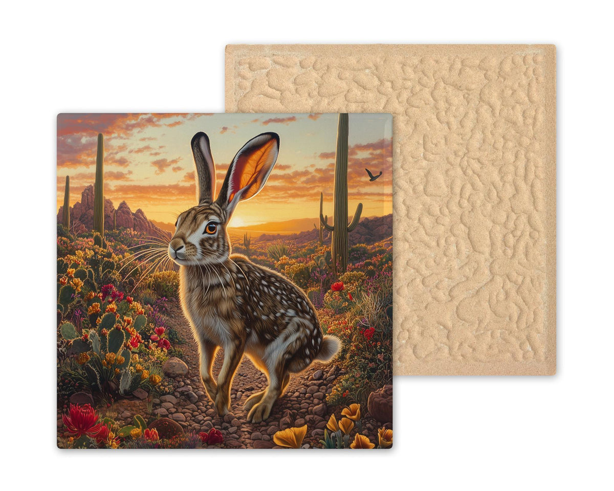 Desert Jackrabbit Wall Art Ceramic Tile Southwest Decor Arizona Wildlife Gift Sonoran Desert Art