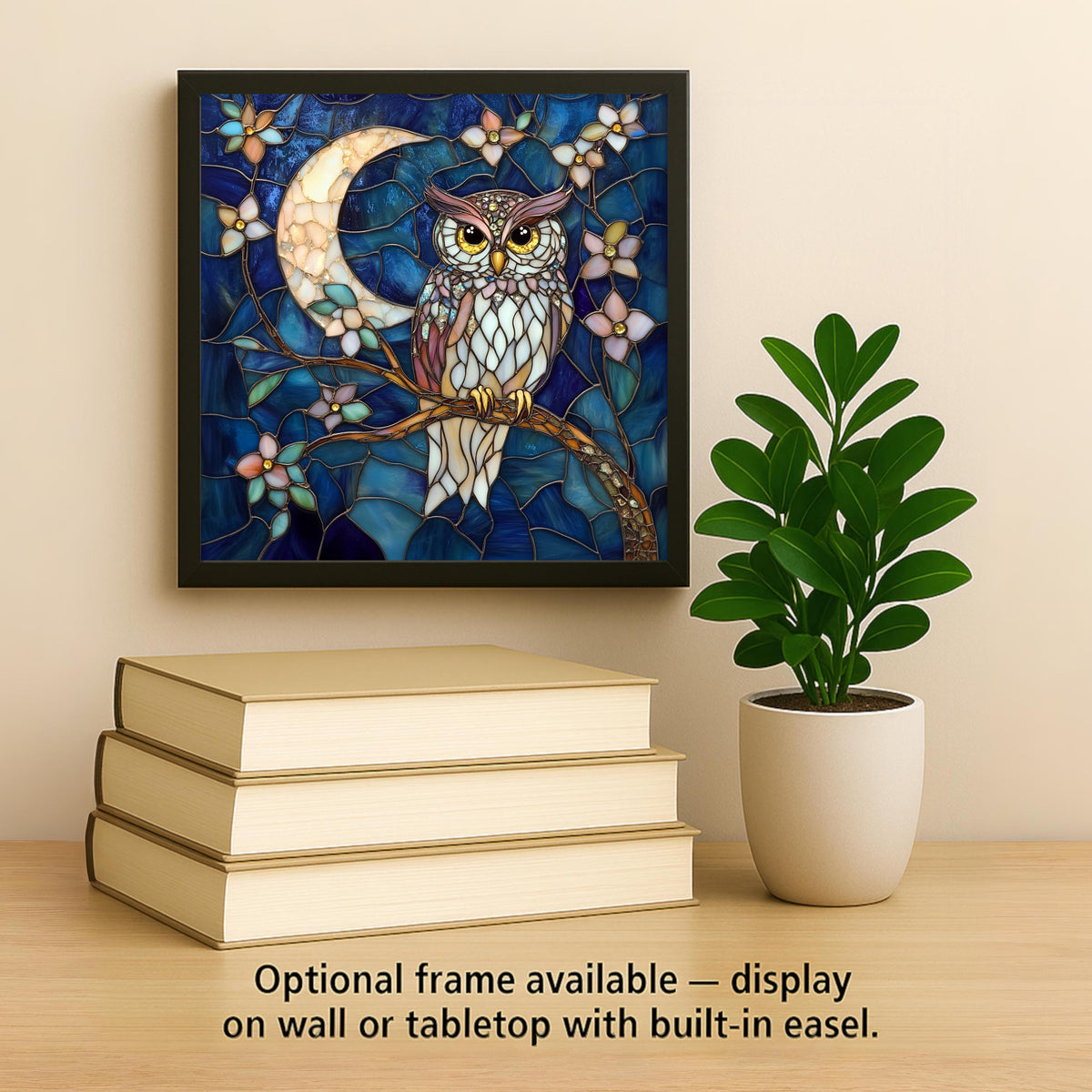 Moonlit Owl Ceramic Art Tile: Night Sky Wall Decor Mystical Home Decor Celestial Wall Art Night Owl Moon Celestial Woodland Fairycore Art