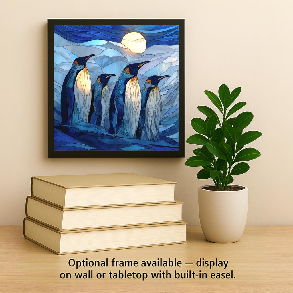 Polar Penguin Wall Art Ceramic Tile Wildlife Gift Stained Glass Style Decor Ocean Nature Art Penguin Lover Gift