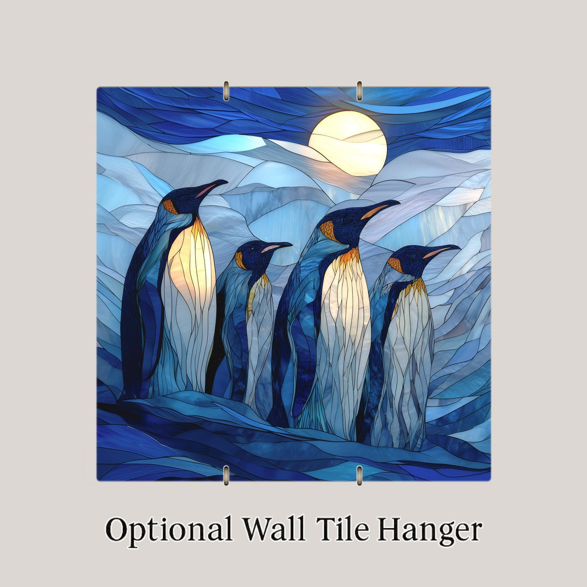 Polar Penguin Wall Art Ceramic Tile Wildlife Gift Stained Glass Style Decor Ocean Nature Art Penguin Lover Gift