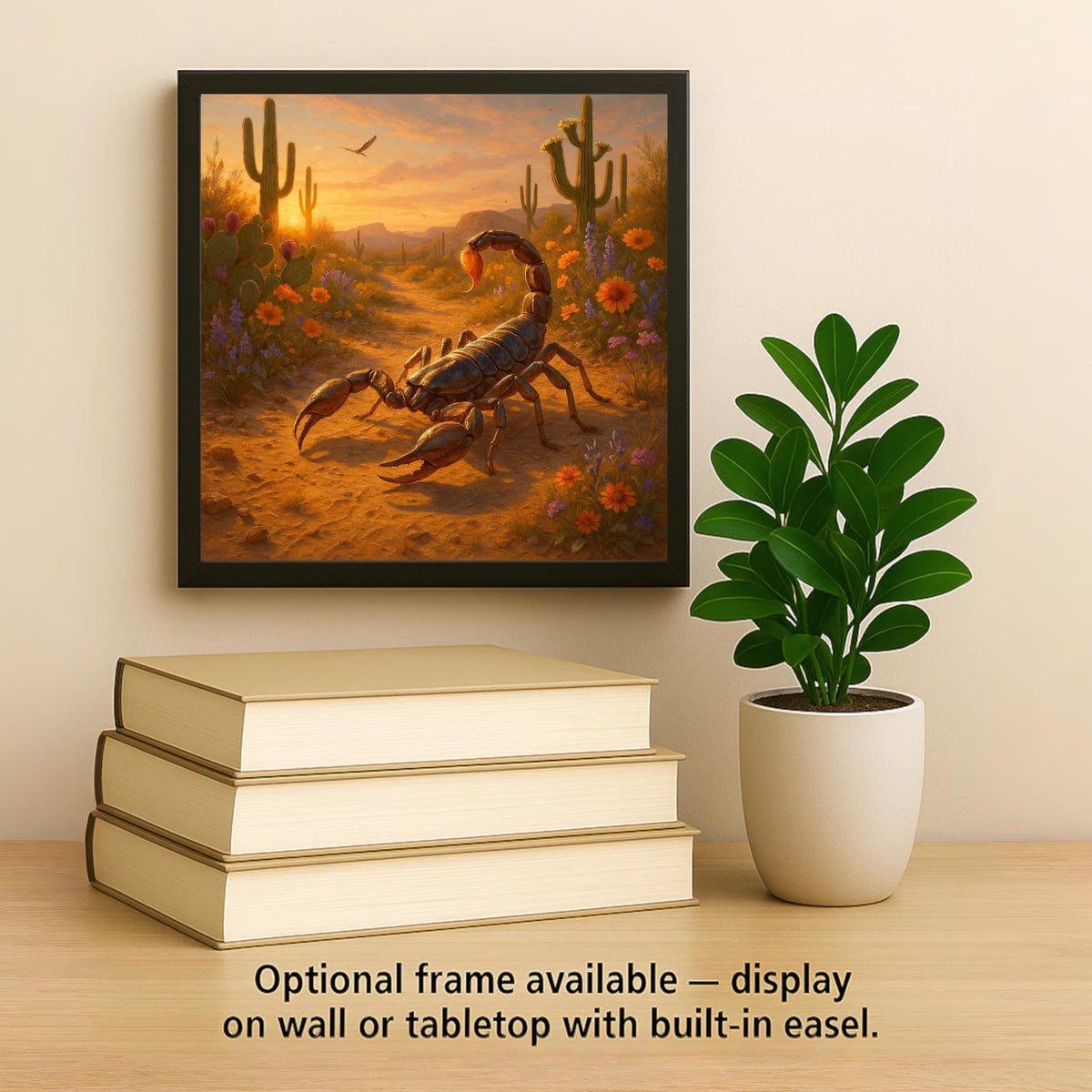 Southwestern Scorpion Ceramic Art Tile – Desert Wildlife Wall Decor, Cactus Sunset Nature Lover Gift
