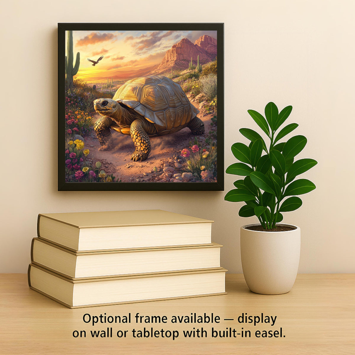 Desert Tortoise Wall Art Ceramic Tile: Southwest Wildlife Art & Trivet