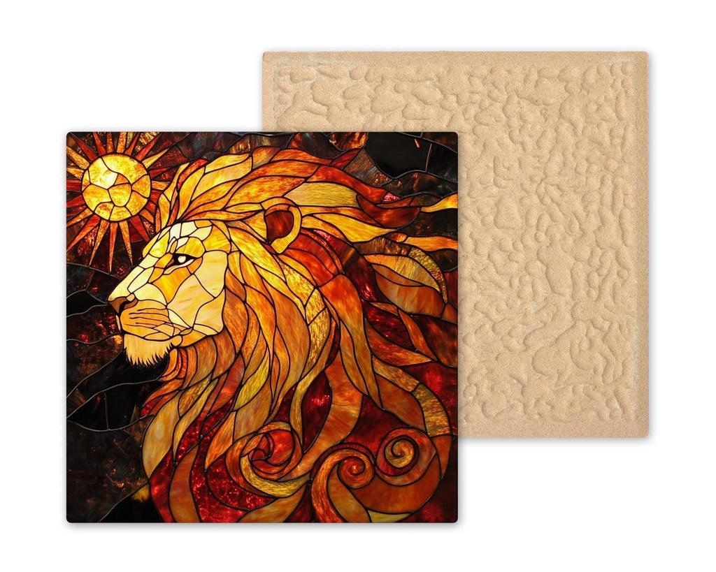 Leo Zodiac Stained Glass Style Ceramic Art Tile: Night Sky Wall Decor Mystical Home Decor Celestial Wall Art Leo Lion Astrology Zodiac Art