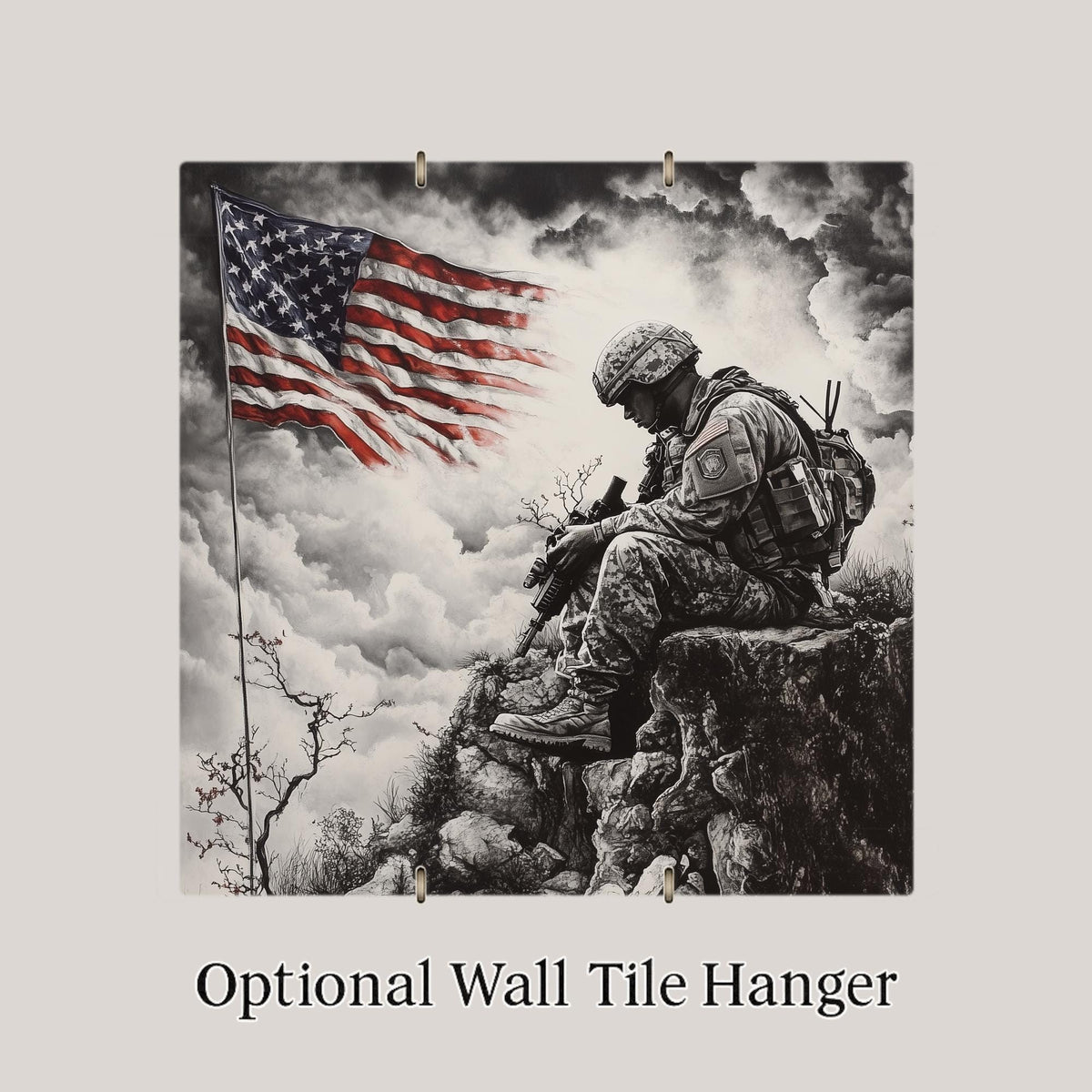 Military Memorial Wall Art Ceramic Tile Veteran Gift Sympathy Keepsake Remembrance Wall Decor Soldier Tribute Accent Tile