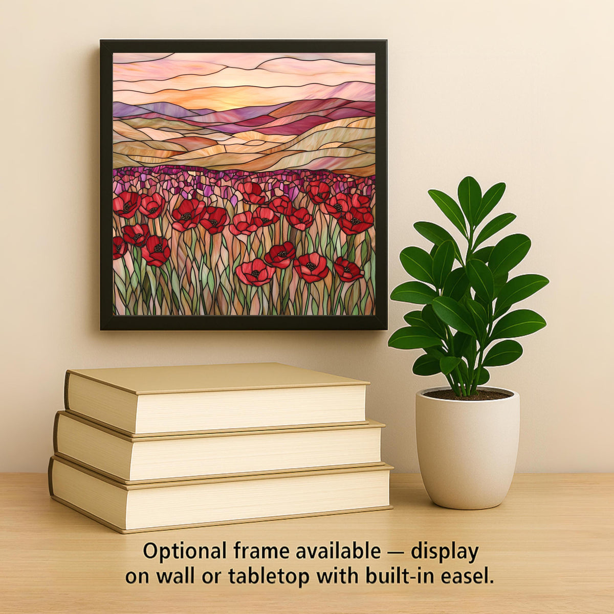 Red Poppy Field Ceramic Art Tile: Nature Wall Decor Floral Home Decor Art Lover Gift Wall Art
