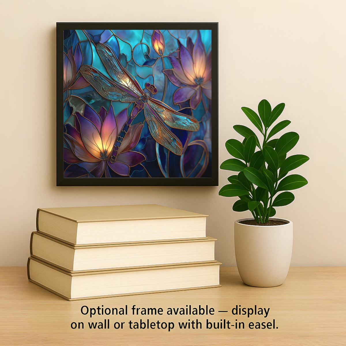 Dragonfly Wall Art Ceramic Tile Stained Glass Style Memorial Gift Lotus Nature Art Sympathy Gift Bereavement Art