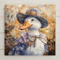 This whimsical Mother Goose ceramic tile art features a sweet goose in a bonnet and ruffles—perfect for nursery décor, farmhouse charm, or cottagecore vibes.