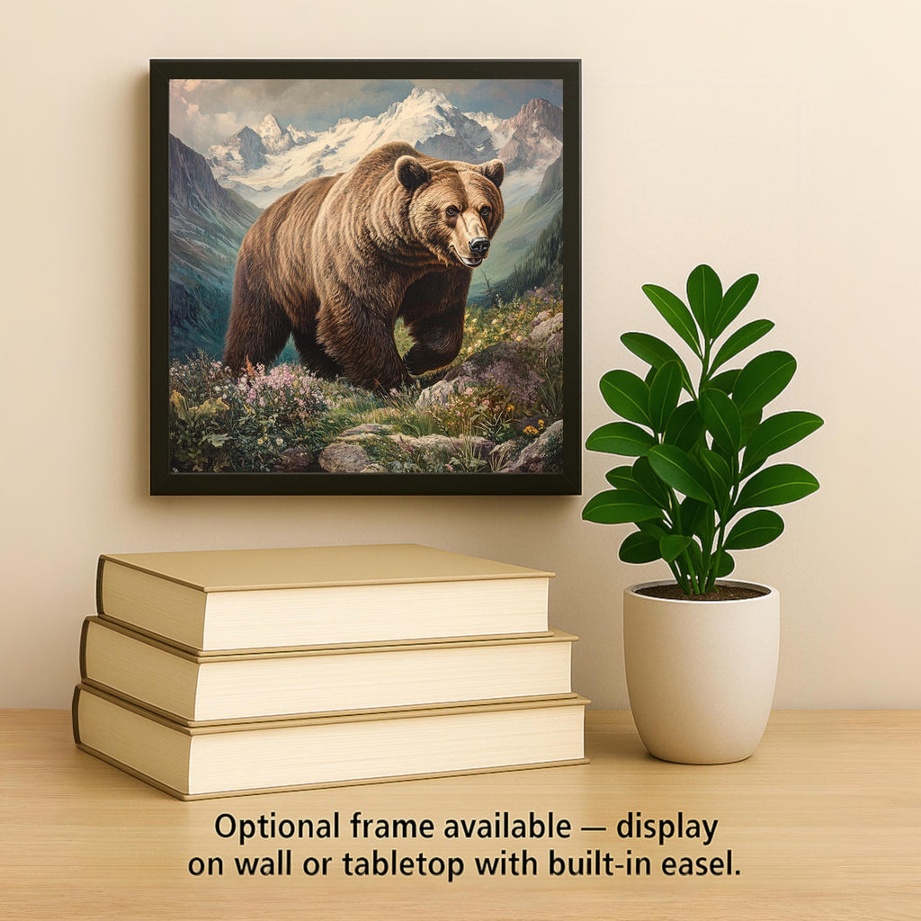 Grizzly Bear Wall Art Ceramic Tile Wildlife Gift Vintage Naturalist Decor Wilderness Art Bear Lover Gift Tile