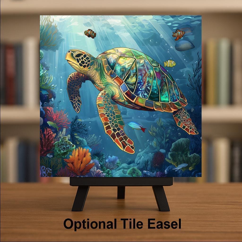 Sea Turtle Wall Art Ceramic Tile Coastal Gift Nautical Decor Ocean Wildlife Art Turtle Lover Nature Gift Tile
