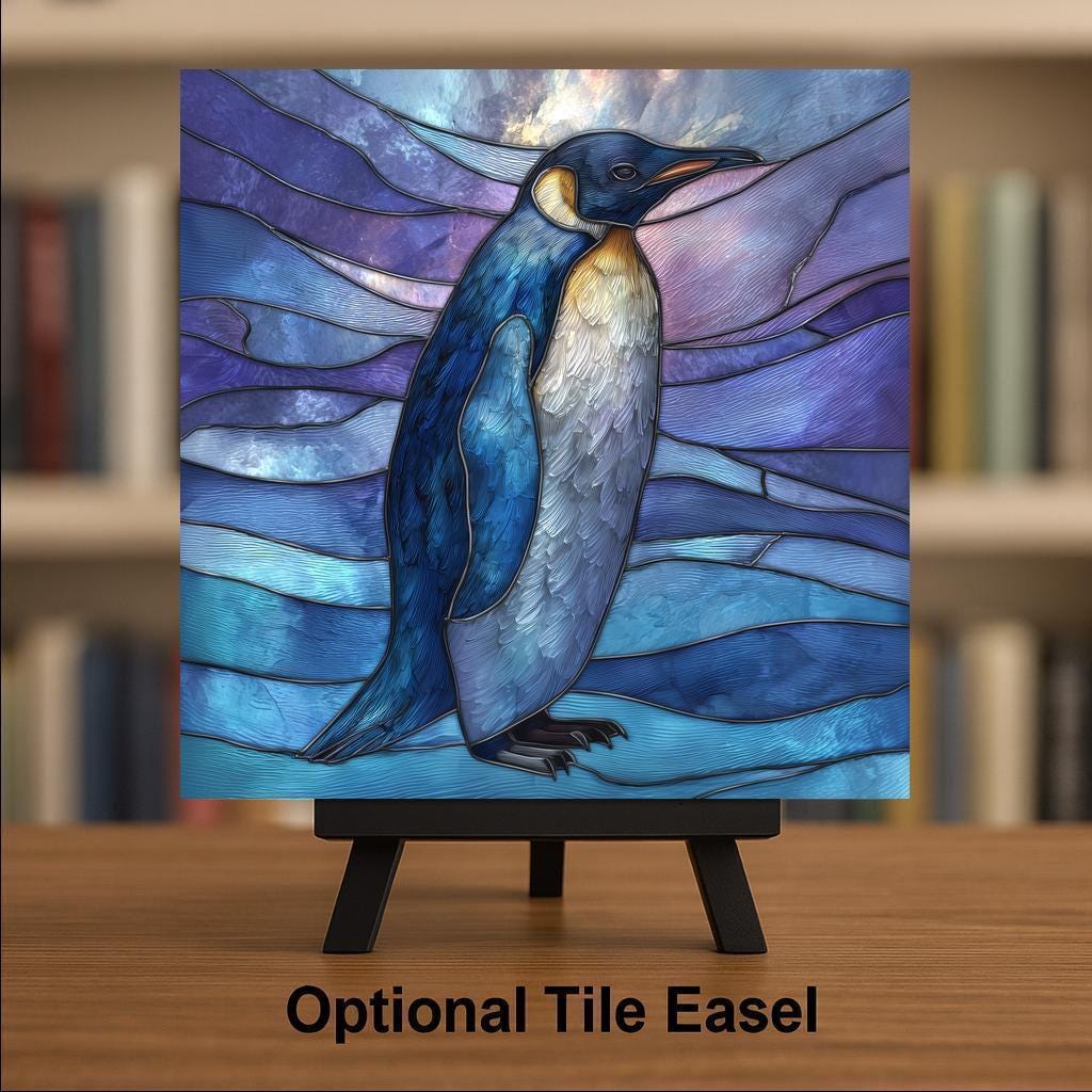 Penguin Wall Art Ceramic Tile Coastal Wildlife Gift Ocean Blue Decor Penguin Lover Art Nature Home Gift Tile