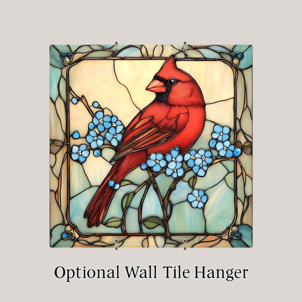 Cardinal Memorial Wall Art Ceramic Tile Sympathy Gift Stained Glass Style Decor Red Bird Art Grief Gift Tile