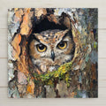 Impressionistic Barr Owl Ceramic Tile Art - Nature-Inspired Home Decor