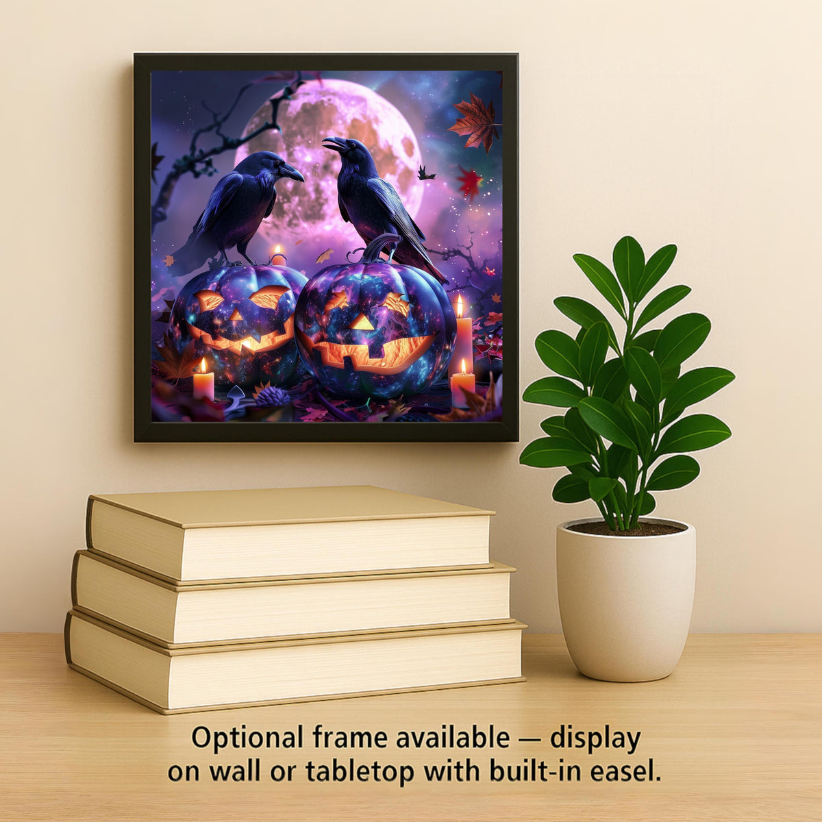 Raven Ceramic Tile Wall Art Gothic Celestial Witchy Decor Mystical Black Bird Moon Phase Dark Home Decor