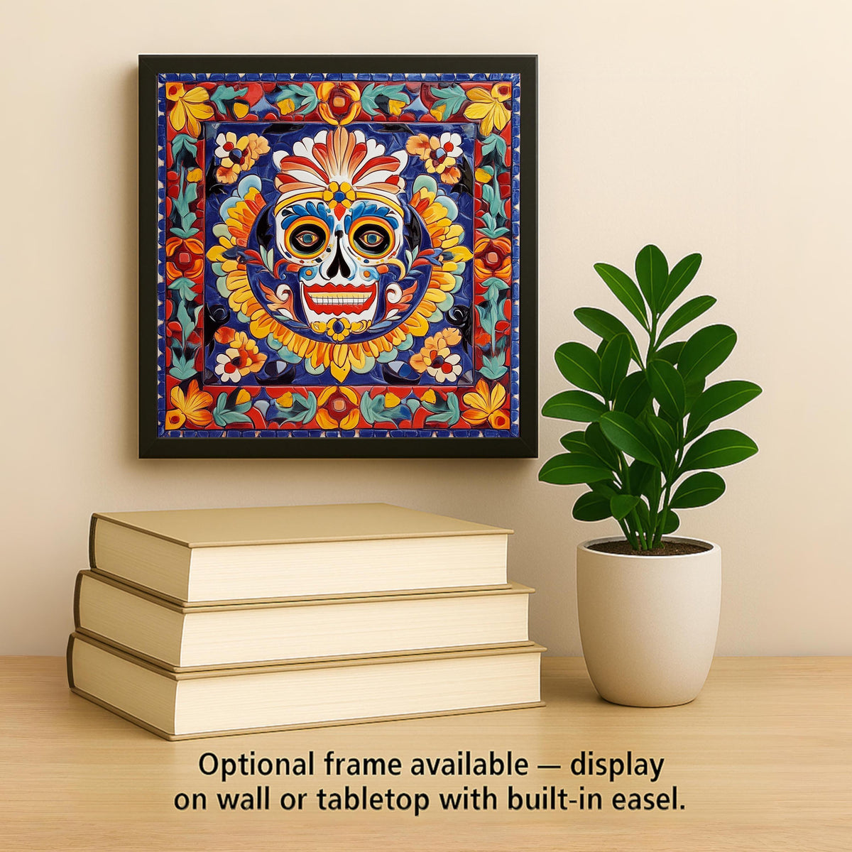 Sugar Skull Wall Art Ceramic Tile Dia de los Muertos Decor Talavera Mexican Folk Art Day of the Dead Skull Decor
