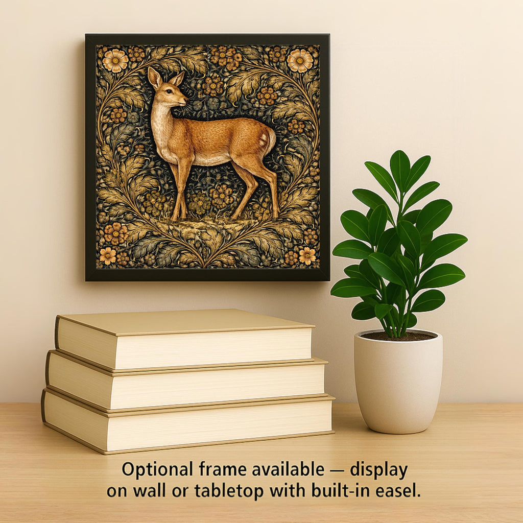 Roe Deer Woodland Wall Art Ceramic Tile – Rustic Farmhouse Wall Decor – Forest Animal Cabin Home Decor Gift